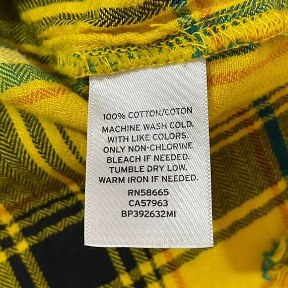 BP Plaid Frayed Hem Flannel Button Up Top - Yellow Multi - Small - Picture 11 of 11